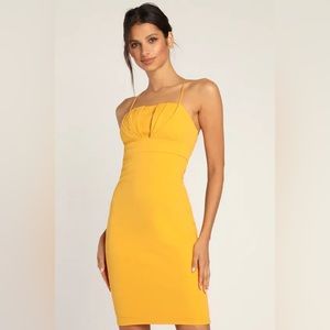 New with tags Lulus Darling Memories Yellow Sleeveless Bodycon Mini Dress